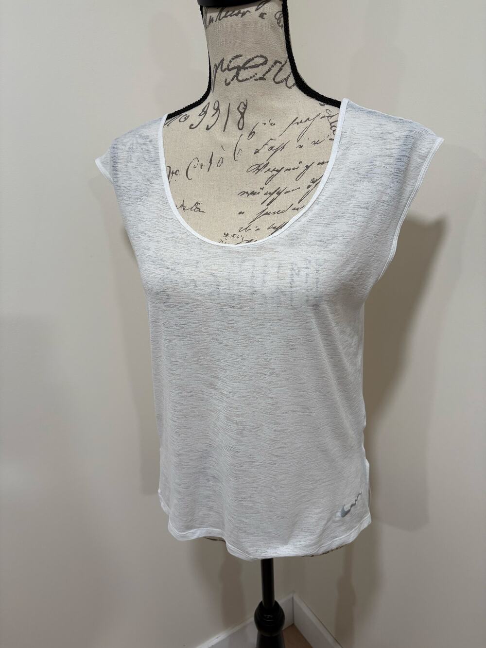 Nike Dri Fit White Sheer Athletic Tank Top Size Small